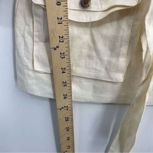 Cremieux safari 100% linen ivory cream button front shirt Sz 8 roll tab sleeves - Picture 5 of 6